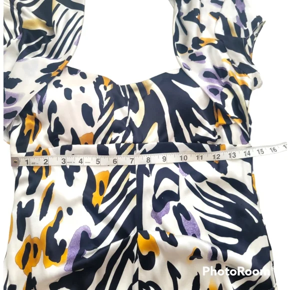 Cache Animal Leopard Zebra print ruched Silk Bodycon Cap sleeve Mini dress In 12 - Picture 5 of 13